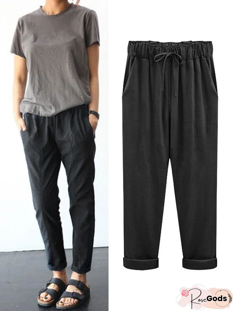 Women Casual Bottoms Solid Pants