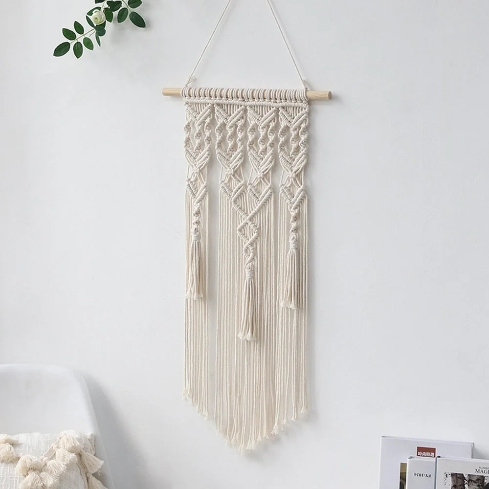 Macrame Wall Hanging Woven Boho Chic Wall Decor, Beautiful Geometric Wall Art for Apartment, Dorm Room Home Decoration