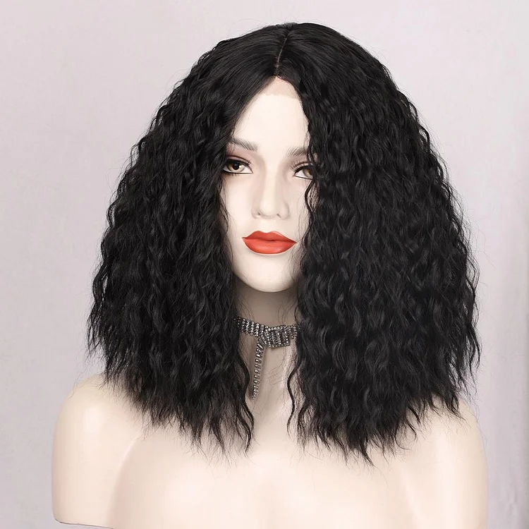 Ombre Blonde Short Kinky Curl Mini Lace Front Wigs-elleschic