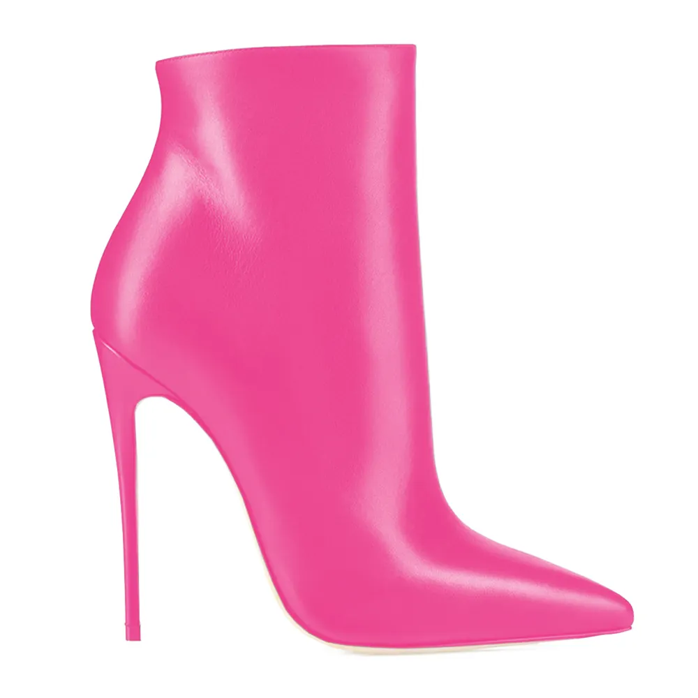 120mm Women's Ankle Boots Closed Pointed Toe Stilettos Matte Booties-vocosishoes