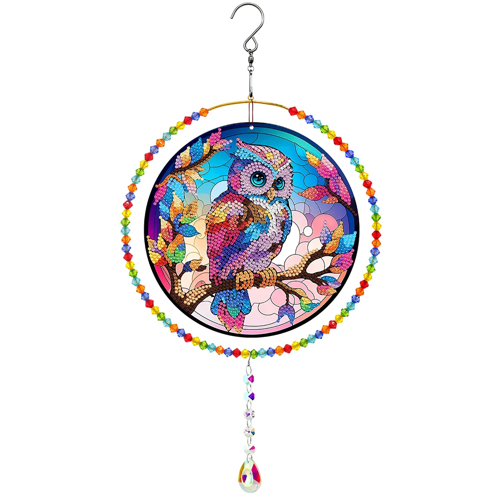 DIY Owl Suncatcher Diamond Painting Hanging Pendant Crystal Painting Ornament