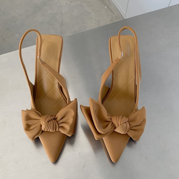 2022 Summer Brand Women Slingback Sandals Shoes Fashion Bow-knot Pointed Toe Slip On Ladies Elegant Dress Pumps Shoes - Shop Trendy Women's Clothing | LoverChic