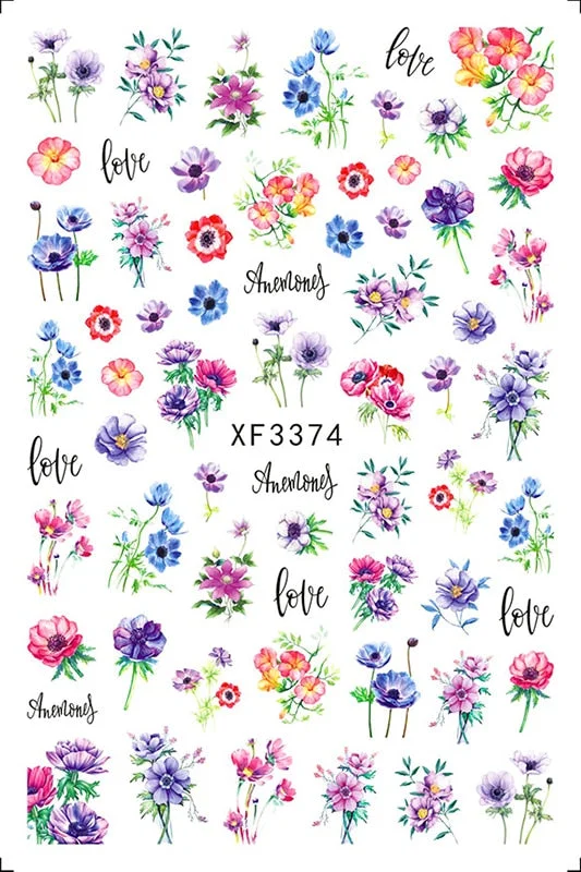 Popular Daisy Nail Sticker for Design Decoration Sunflower Nail Art Decals Adhesive Himawari Sticker for Nail Manicure Design