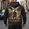 Men's Vintage Black 250th Anniversary American Flag Eagle Camouflage Print Pocket Hoodie by Inlyline
