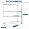 [US Local Warehouse] 5 Tier Wire Storage Rack with Wheels Garage Shelving Each Layer Support 250KG Shelving Units 70.87x59.76x23.98in for Warehouse Hospital Commercial Space