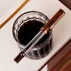 Brown transparent sand brown large-capacity piston inking pen for business office writing and calligraphy practice