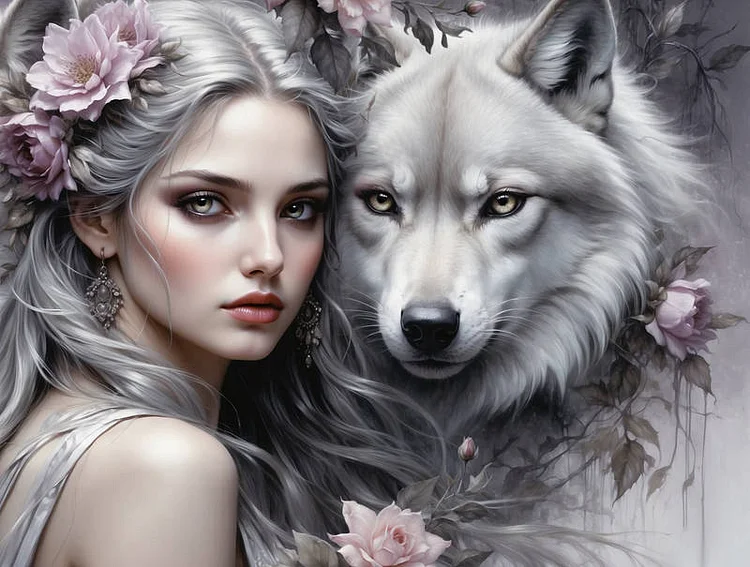 Wolf And Girl 80*40(Canvas) Diamond Painting gbfke