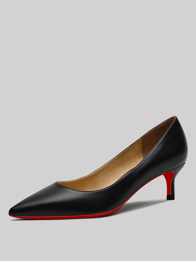 50mm Women's Classic Kitten Heels Red Bottom Pointed Toe Daily Matte Pumps
