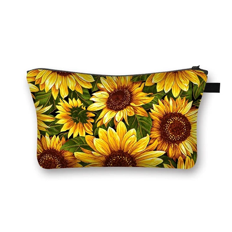 Sunflower Printed Hand Hold Travel Storage Cosmetic Bag Toiletry Bag
