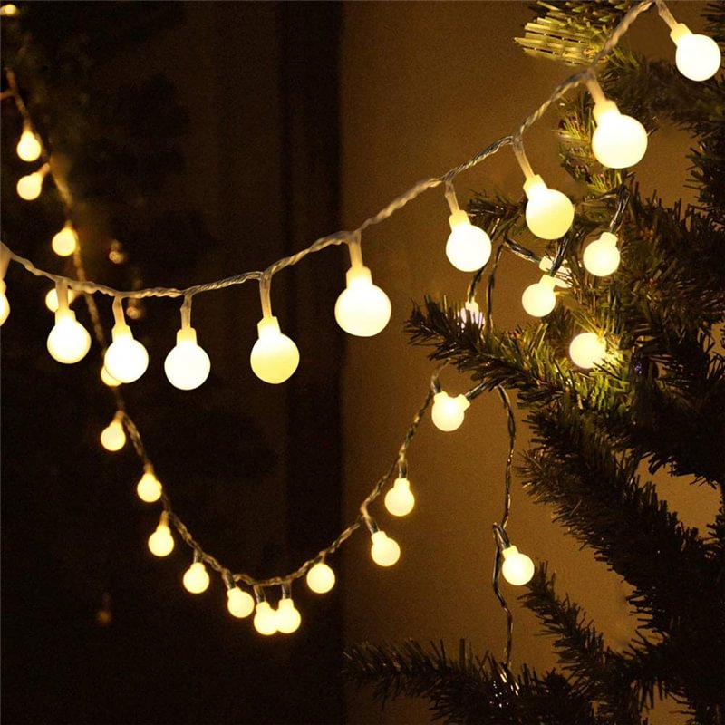 Globe String Lights Waterproof, 10M/32ft 100 LED Fairy Lights Plug in Powered, 8 Modes Christmas Lights Outdoor/Indoor, Garden Lights for Patio, Gazebo, Bedroom, Party Decorations (Warm White)、、sdecorshop