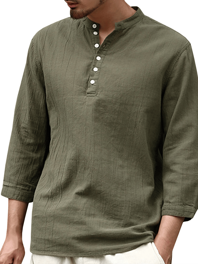 Men's Casual Solid Color Cotton Shirt socialshop