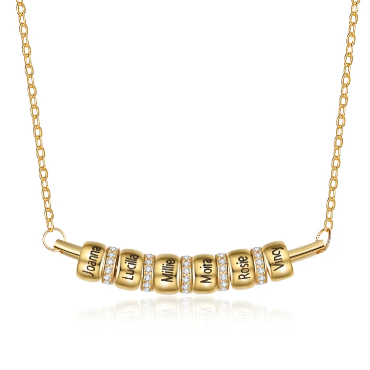 Kettenmachen Smile Bar Halskette verziert mit 6 Namen vergoldeten Perle