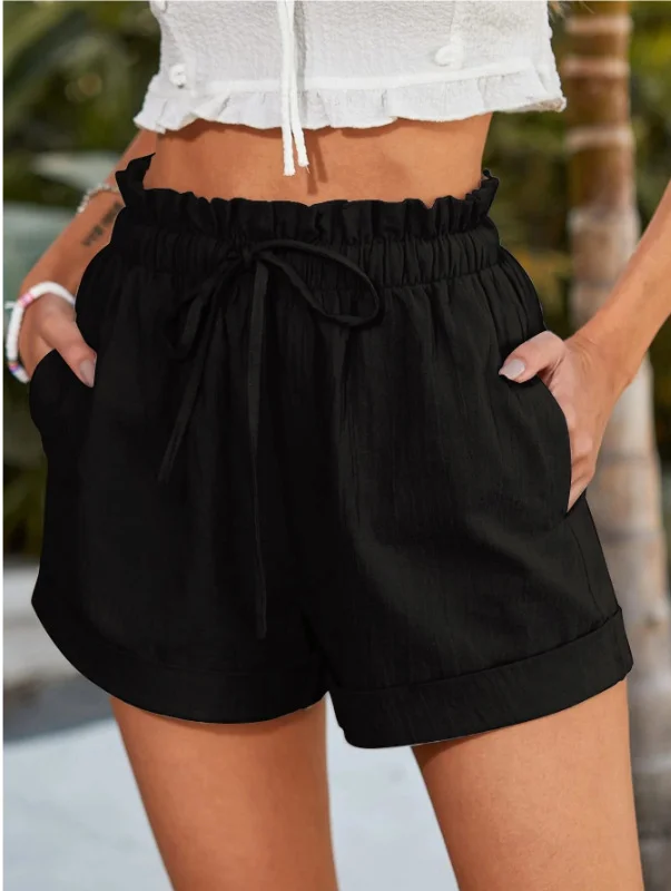New Summer Solid Color High Waist Casual Shorts VangoghDress