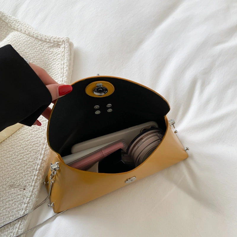 Women’s Medium Pu Leather Solid Color Streetwear Sewing Thread Square Flip Cover Handbag