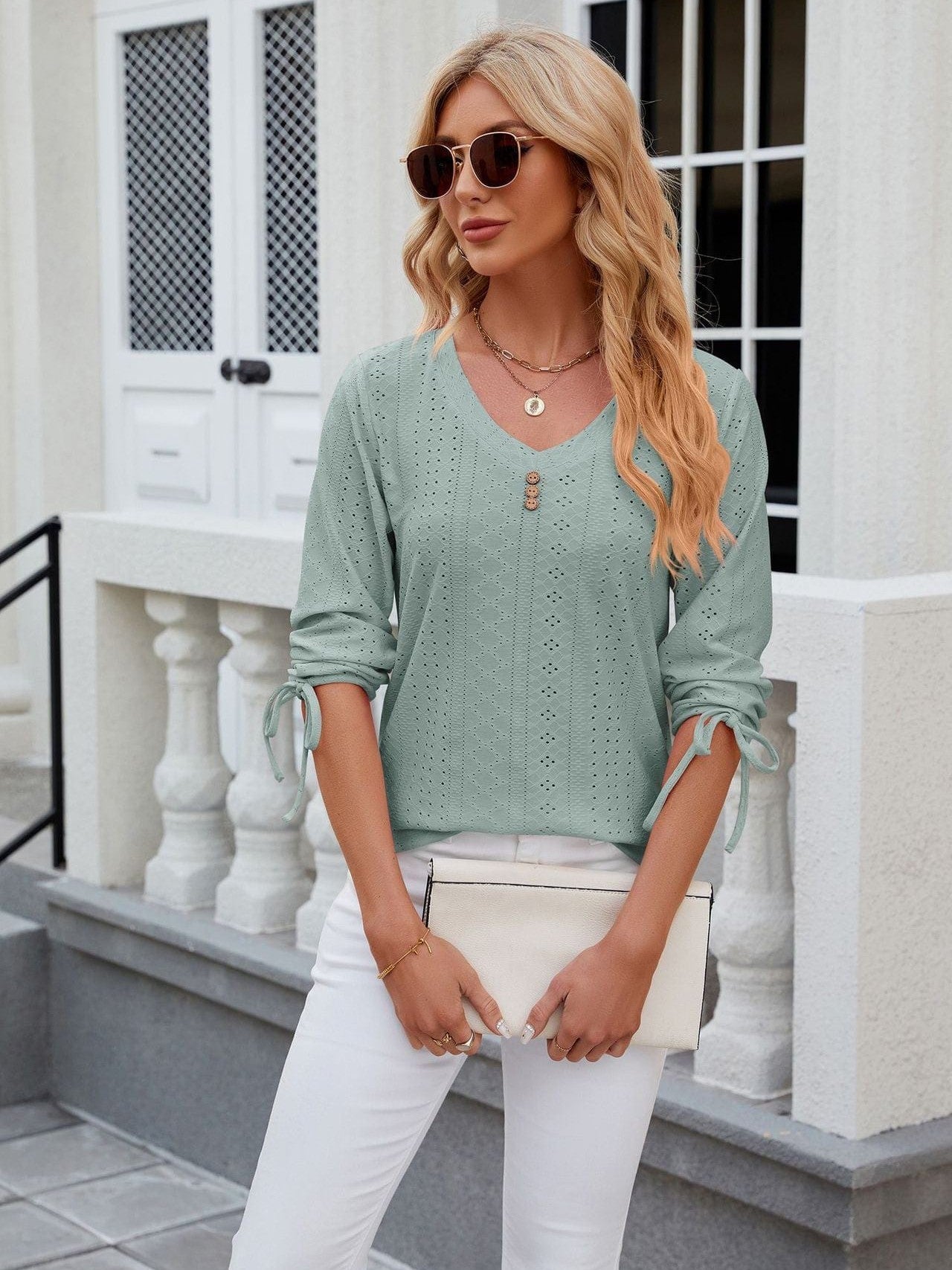 Grey Ribbed Knit Top with Short Sleeves