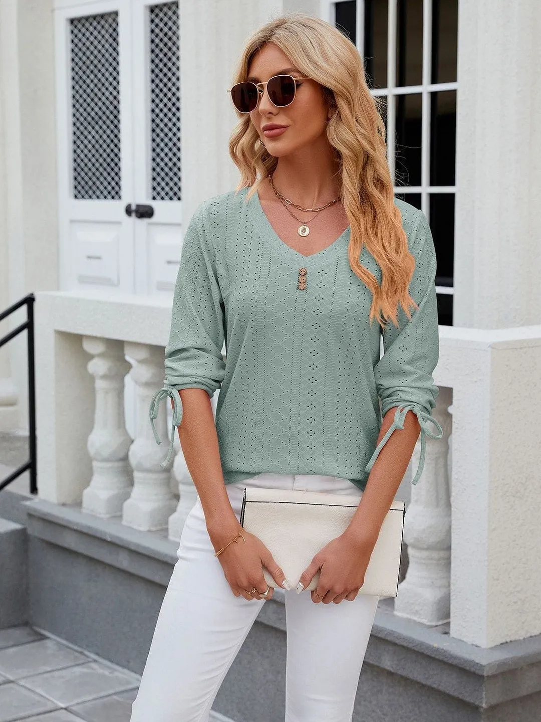 Grey Ribbed Knit Top with Short Sleeves