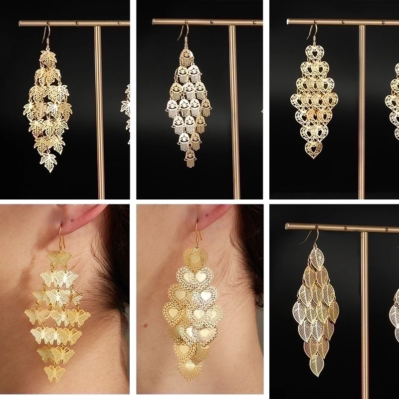 1 Pair Fashion Leaf Heart Shape Butterfly Plating Hollow Out 201 Stainless Steel 18K Gold Plated Stainless Steel Earrings