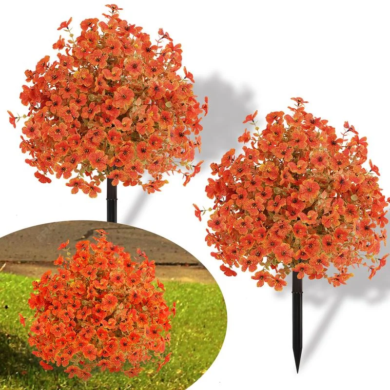 Autumn Artificial Garden Stake with Realistic Flowers, UV Resistant, Windproof, Durable Spike, Low-Maintenance Outdoor Decor