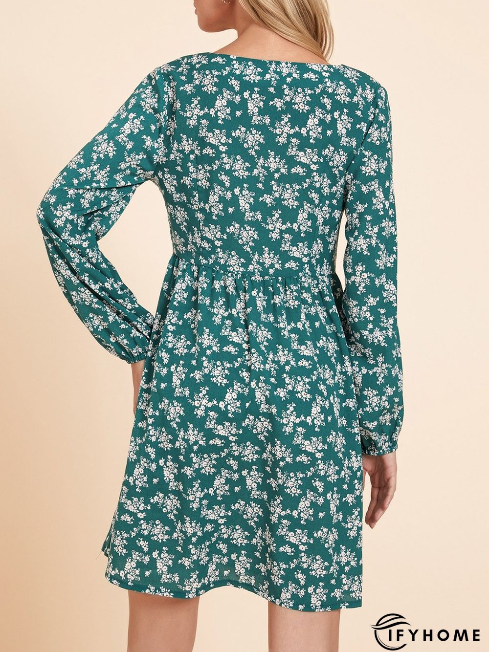 Green Floral Holiday Weaving Dress | IFYHOME
