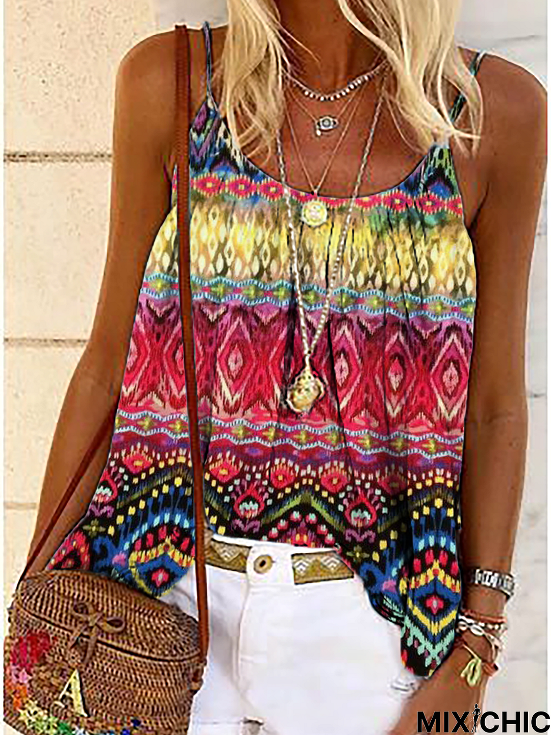 Boho Sleeveless Printed Top