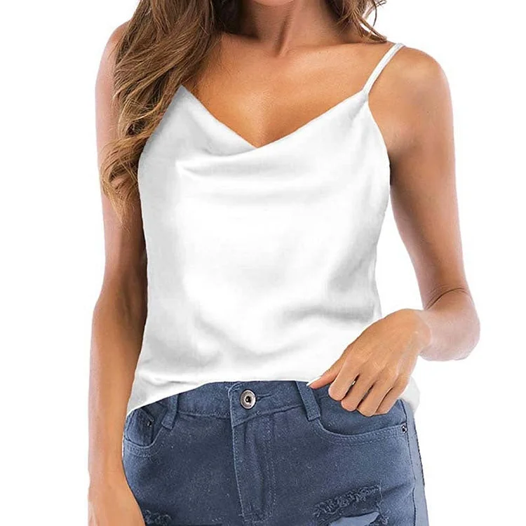 VChics Loose Satin Bandeau Sexy Spaghetti Cami Top