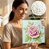 DIY Pearl Painting Pink Roses for Home Decor with Frame(25x25cm)
