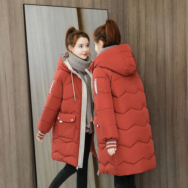 High Quality Winter Jacket Women Parker Thick Down Cotton Jacket Large Size Mid-Long Hooded Outerwear Women Warm Winter Coat