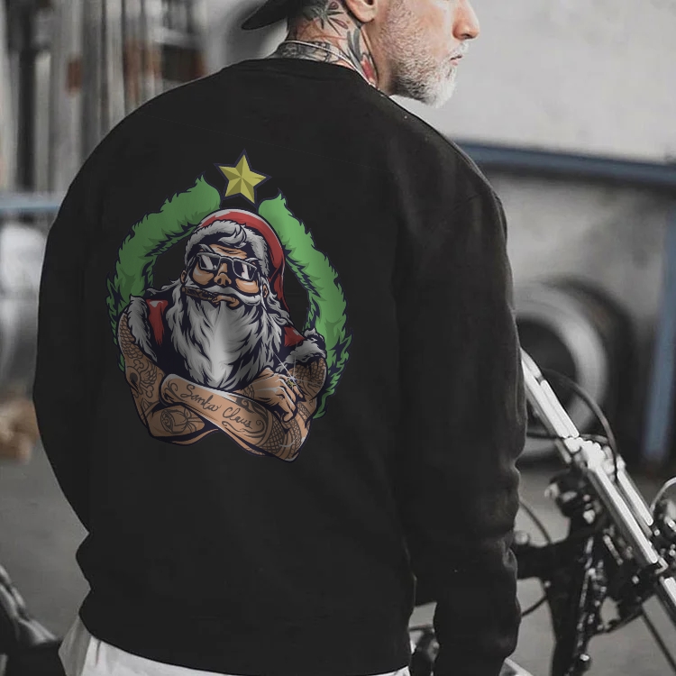 Classic Tattoo Style Santa Clause Christmas Winter Warm Sweatshirt