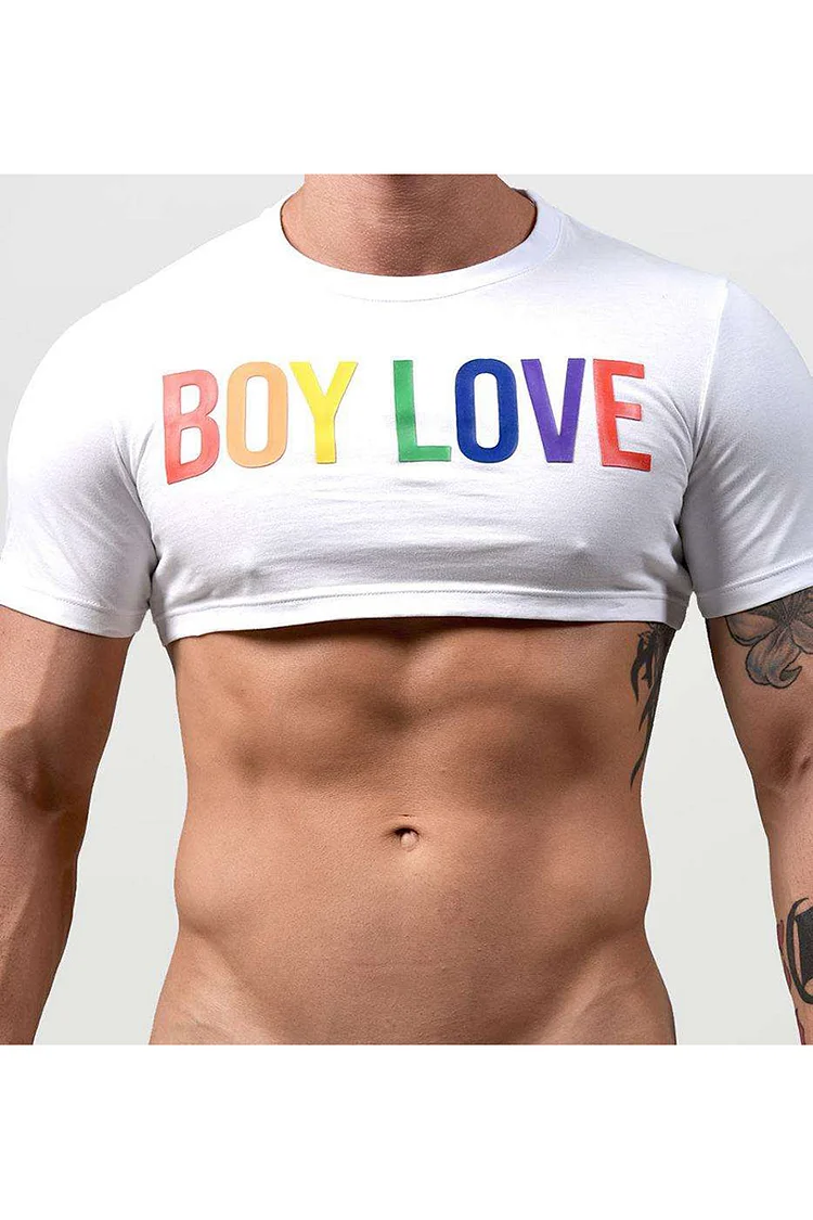 Ciciful Rainbow BOY LOVE Print Short Sleeve Crop T-shirt