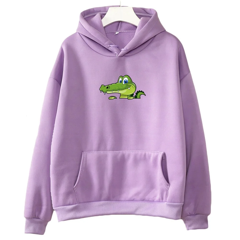 Budgetg Long Sleeve Sweatshirt Woman Harajuku Hip Hop Pullovers Winter Kpop Crocodile Printed Women Hoodie