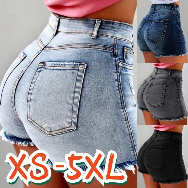 Summer Women's Fashion Causal Stretchy Denim Shorts Jeans High Waist Beach Shorts Washed Jeans Pants - Life is Beautiful for You - SheChoic