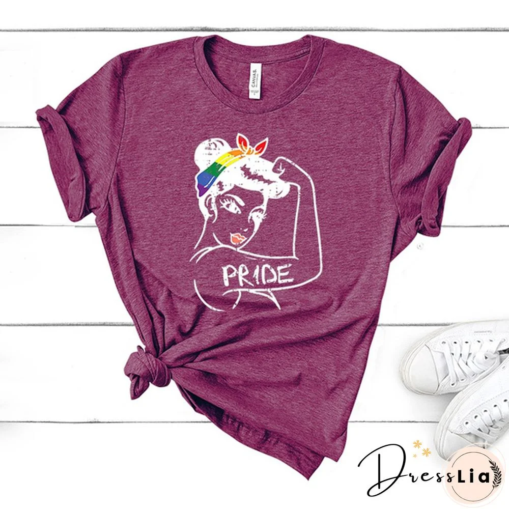 Women'S Fashion Summer Clothes Casual Tops Lgbt Printing Short Sleeved Tops Blouses Ladies T-Shirt Loose Plus Size Shirts