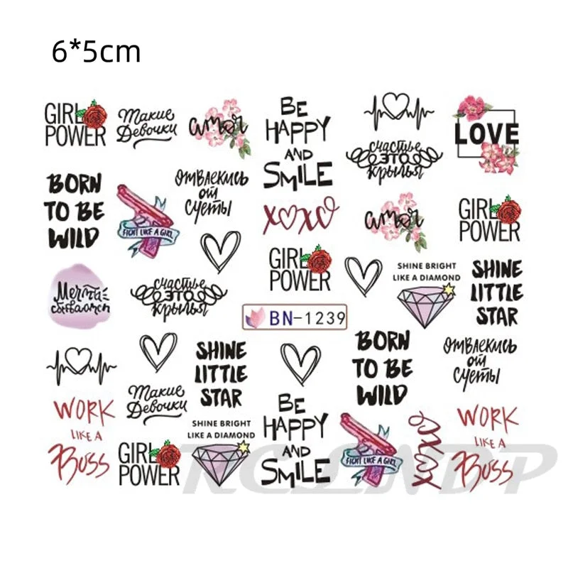 Nail sticker art decoration slider love heart adhesive design Water decals manicure lacquer accessoires polish foil