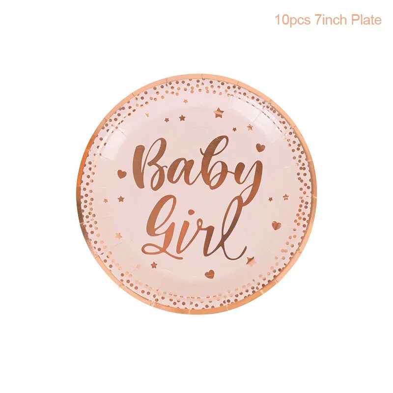 Baby Shower Rose Gold Pink Disposable Tableware Set Paper Plate Cups Kids Girl Birthday Party Decoraton Supplies Gender Reveal