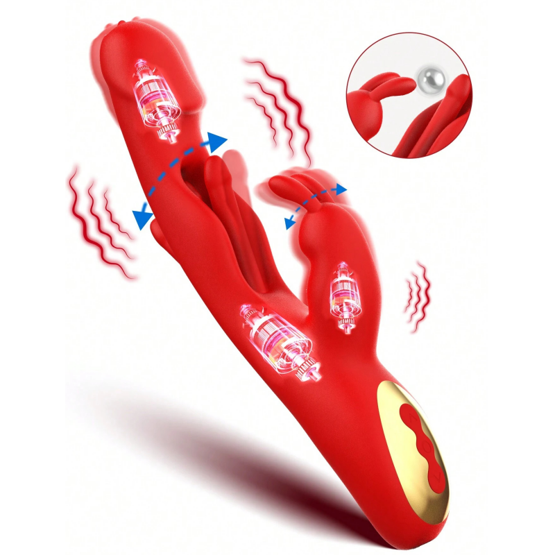 Hollowed Flapping Licking Rabbit Vibrator - Rose Toy