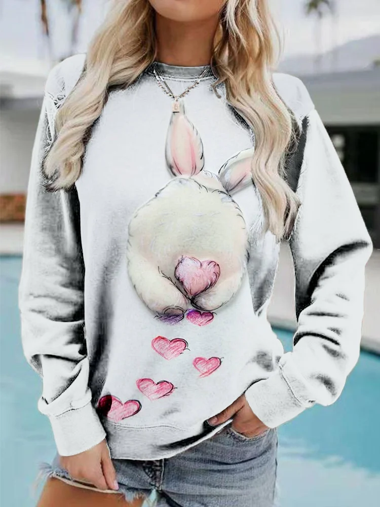 VChics Lovely Easter Bunny Art Vintage Cozy Sweatshirt