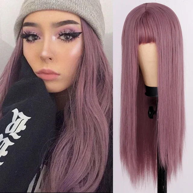 Jewtribute Hair®|Lolita Pink Blonde Long Streight Bangs Natural wigs 