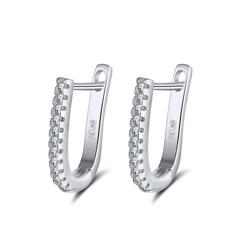 Rose Gold Plated White Gold Plated Silver Plated 925 Sterling Silver Silver ZIRCON U Shape EARRINGS Hoop Earrings