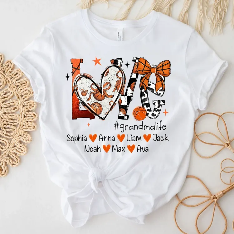 Personalized Love Nana Basketball Shirt with Grandkids&rsquo; Names