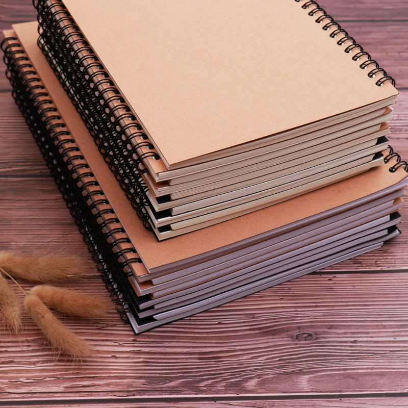 Vintage Leather Paper Wire-bound Notebook Simple Office Memo Book Design Logo Available