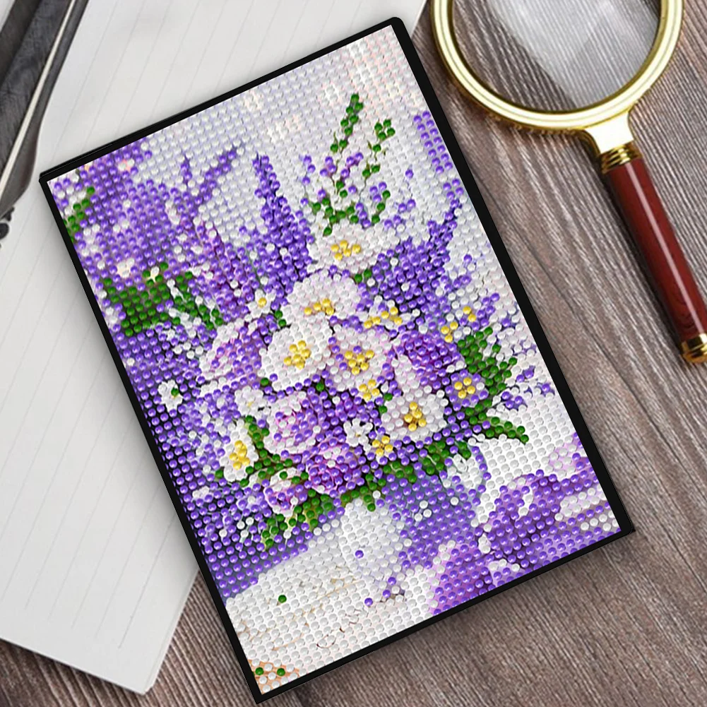 5D DIY Flower Diamond Art Painting Notebook Kit Crystal Notepad Sketchbook Gifts