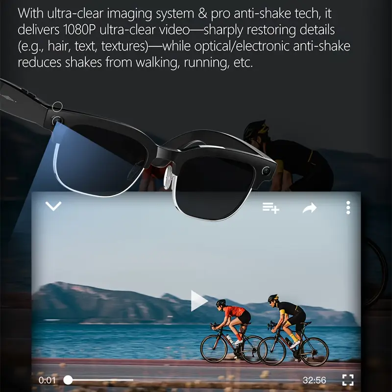 smart glasses with, real-time translation & 1080p hd camera - 8mp ultra-wide, dual-mic noise reduction, - ic, compatible with smartphones/tablets for vlogging, travel, video calls & multi-language Product details 6