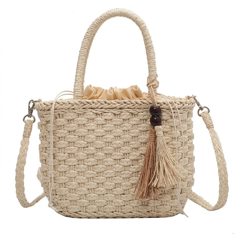 2022 Women's Shoulder Crossbody Luxury Bag Simple Knitting Soft Summer Straw Korean Beach Bags Fashion Designer Female Handbags