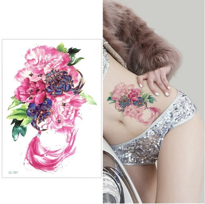 Big Flower arm tattoo Temporary Tattoo Sticker Sparrow/Magpie Fake Tatoo Sleeve Flash Tatto Waterproof Body Art Women sexy girls