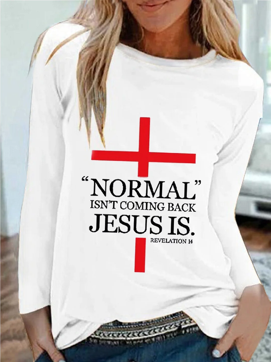 Women's Loose Casual Printed Long-Sleeved Top