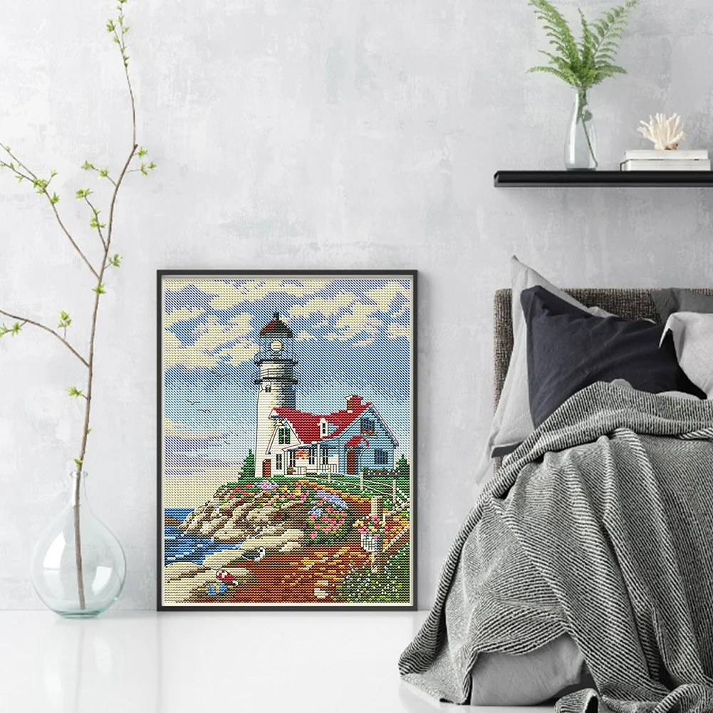 11CT Full Stamped&nbsp;Cross Stitch - Lighthouse(Canvas|30*40CM)
