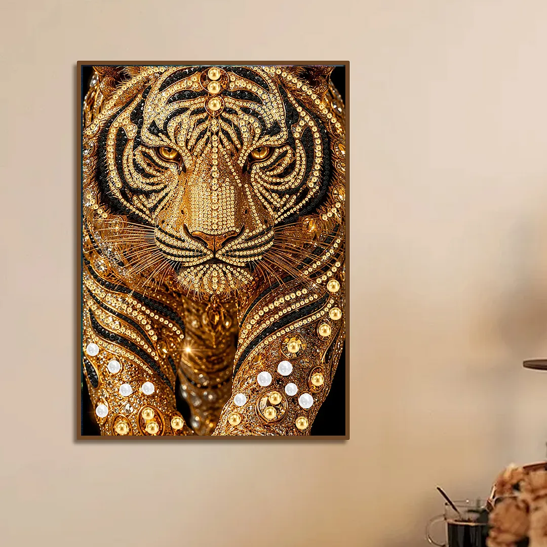 Pearl Painting Kit for Adults Golden Tiger 11.81x15.75in