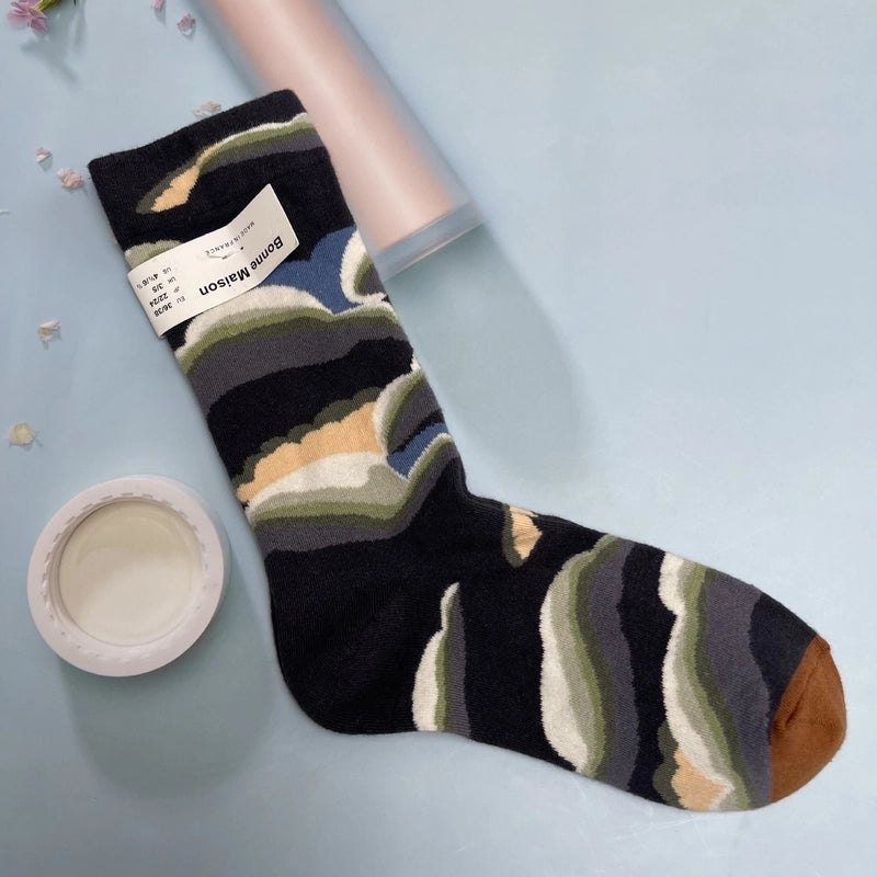 Women’s Minimalist Human Houndstooth Cotton Crew Socks A Pair