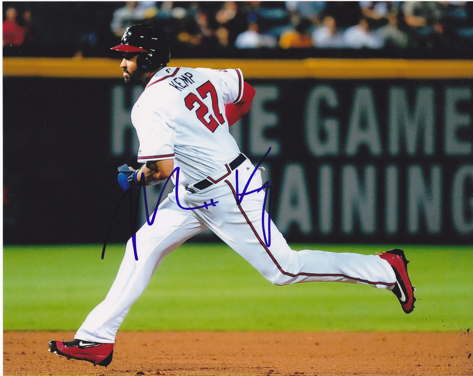 MATT KEMP ATLANTA BRAVES ACTION SIGNED 8x10