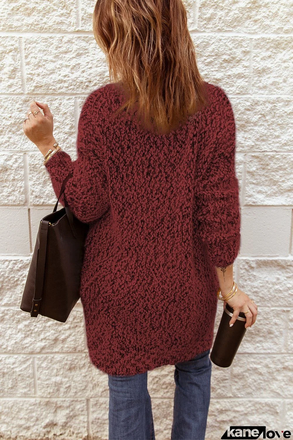 Red Fuzzy Knit Cardigan
